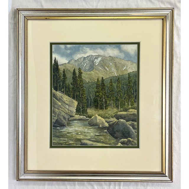 Original Stephen Smalzel Framed Watercolor Painting 'Rocky Mountain Landscape' For Sale - Image 13 of 13
