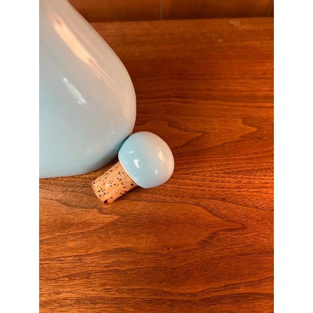 1960s Vintage Light Aqua Glazed Stoneware Wine Jug For Sale - Image 5 of 7