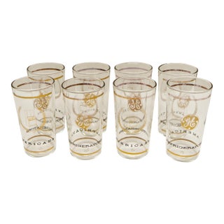 Mid Twentieth Century Modern Ge Americana Refrigerators Tumblers Set of 8 For Sale