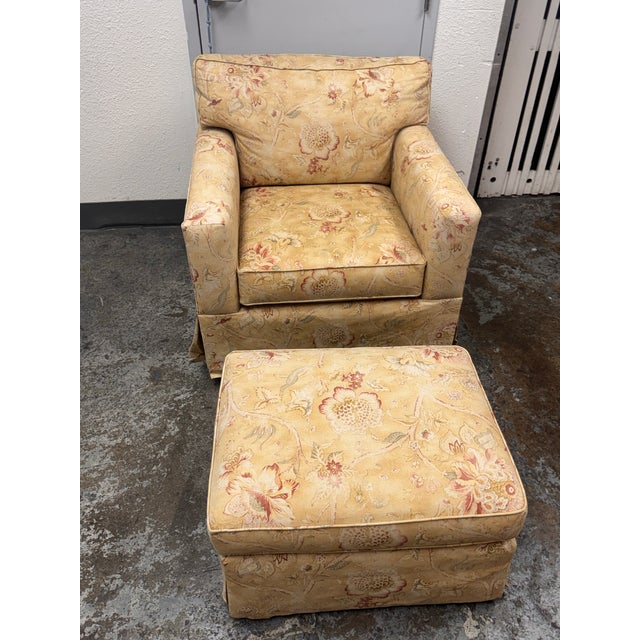 McCreary Modern for Macy’s Modern Concepts Floral Swivel Chair + Ottoman For Sale - Image 4 of 12