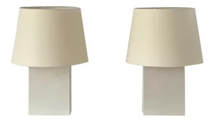 Large 'Bloc' Parchment Table Lamps by Design Frères - a Pair