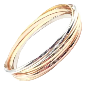 Vintage Cartier Tricolor Gold 7 Band Trinity Bangle Bracelet