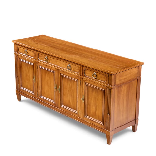 Late 20th Century Kindel Furniture French Regency Fruitwood Breakfront Bookcase Cabinet Credenza For Sale - Image 17 of 18
