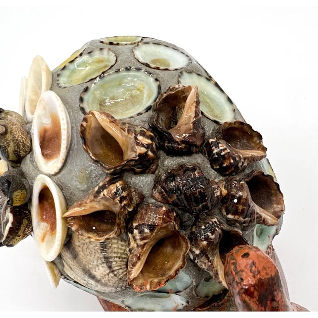Vintage Folk Art Cement Snail Figurine With Seashell Floral Shell – Coastal Paperweight Decor For Sale - Image 11 of 11