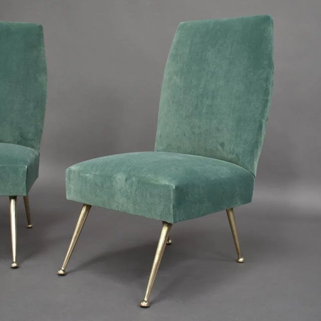 Set of Italian Velvet Side Chairs by Gigi Radice for Minotti, 1950s For Sale - Image 6 of 17