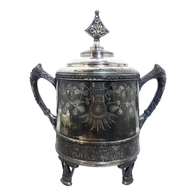 1880s Aesthetic Movement Silverplated Sugar Bowl For Sale