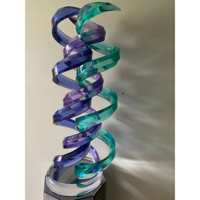 Mid-Century Modern 1980s Postmodern Lucite Spiral Sculpture Signed by Haziza For Sale - Image 3 of 9