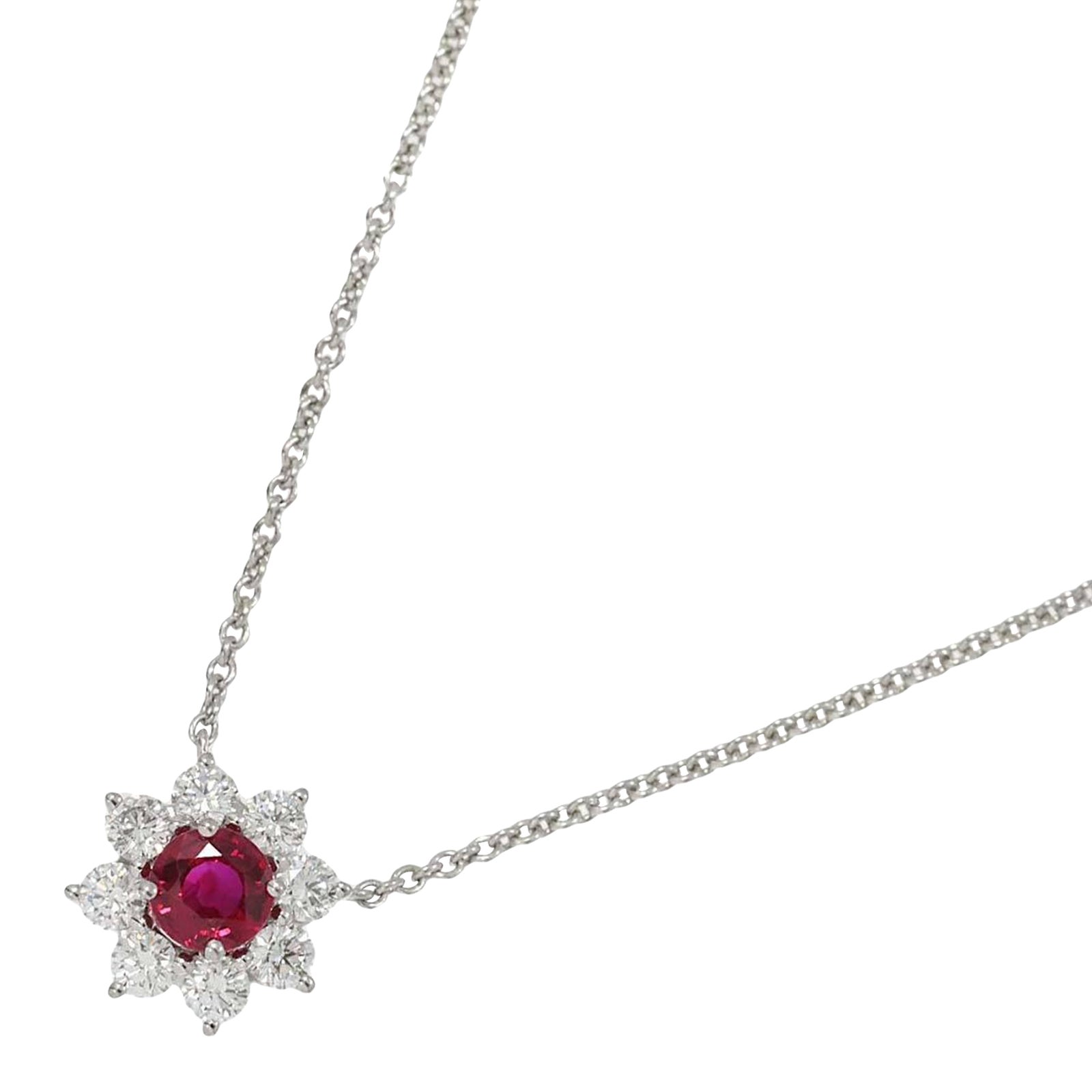 Harry Winston Sunflower Mini Ruby Diamond Necklace 41Cm Pt Platinum ...
