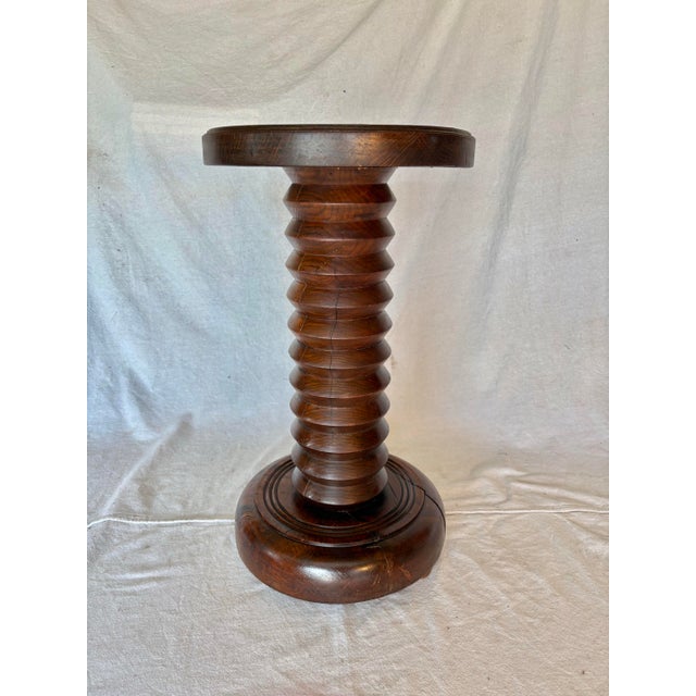20th Century French Walnut Pedestal Side Table in the Style of Charles Dudouyt For Sale - Image 4 of 14