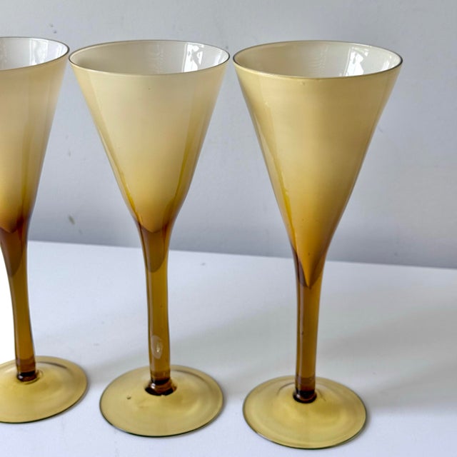 Carlo Moretti Cased Glass Champagne Coupes in the Manner of Carlo Moretti: Set of Four For Sale - Image 4 of 7