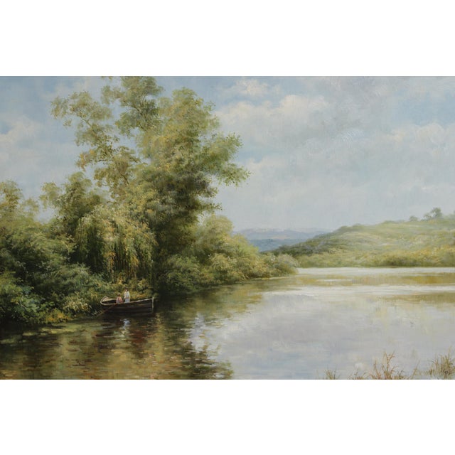 J. Bijou Artist Signed Lake Oil Painting on Canvas For Sale In Philadelphia - Image 6 of 16