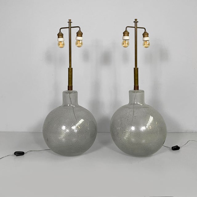 Mid-Century Modern Mid-Century Modern Italian Murano Glass Table Lamps attributed to Barovier & Toso, 1960s, Set of 2 For Sale - Image 3 of 17