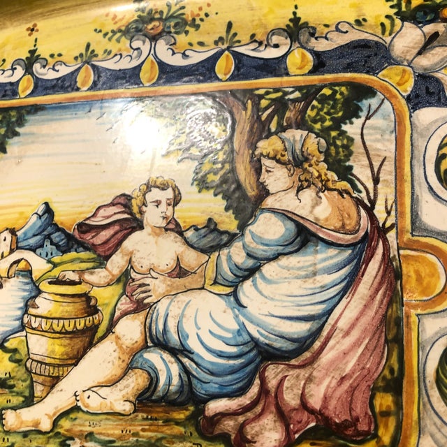 Yellow 1990s Italian Hand Painted Ceramic Wall Plate For Sale - Image 8 of 10