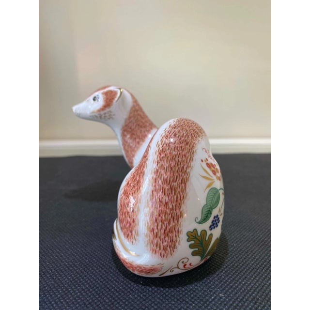 Bring refined English craftsmanship to your collection with this beautiful **Vintage Royal Crown Derby Porcelain Stoat...