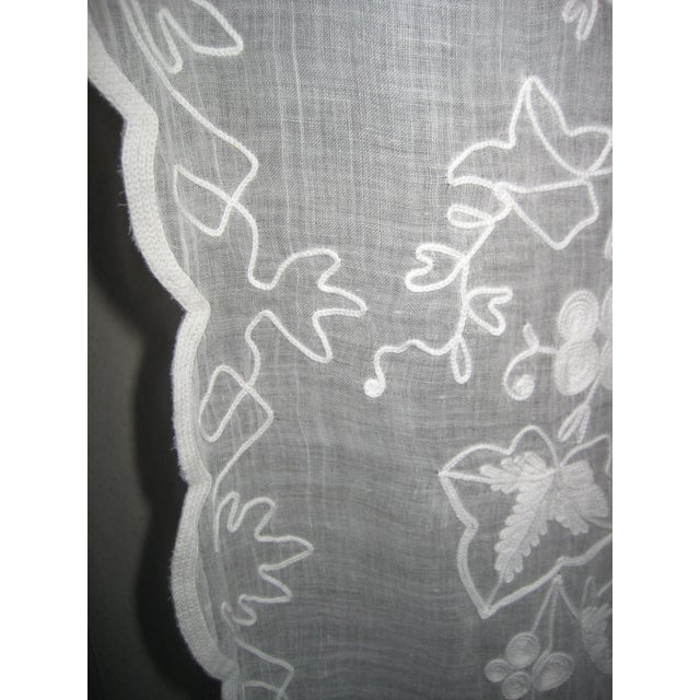 Textile French Embroidered Curtain Sheer Antique Cornely 19 Century For Sale - Image 7 of 14