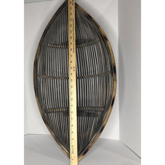Vintage MCM Pencil Reed Rattan Canoe Boat Shaped Basket Centerpiece Bowl For Sale In Houston - Image 6 of 10