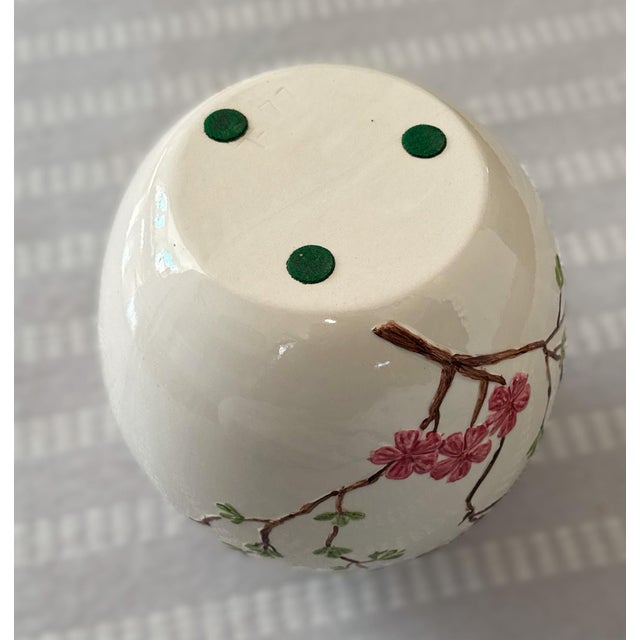 Late 20th Century Vintage Cherry Blossom Lidded Jar — Hand‑Painted & Embossed Porcelain For Sale - Image 5 of 10