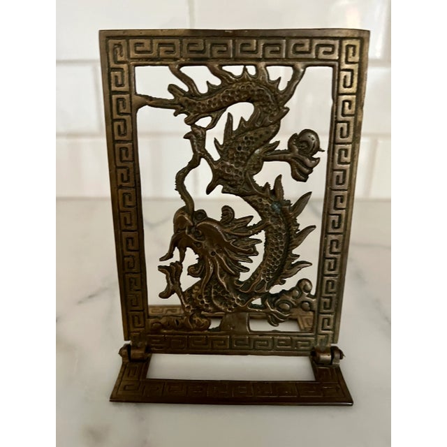 Vintage MidCentury Brass Asian Inspired Greek Key Bookends a Pair