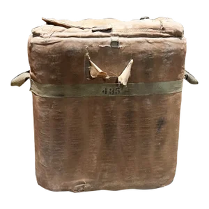 1940s Distressed Military Ice Bucket Portable Chest Leather Canvas