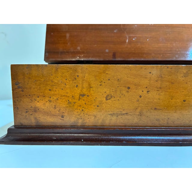 Antique Mahogany Wood Dresser Box - Serpentine Crest & Finials - 28” English For Sale - Image 12 of 12