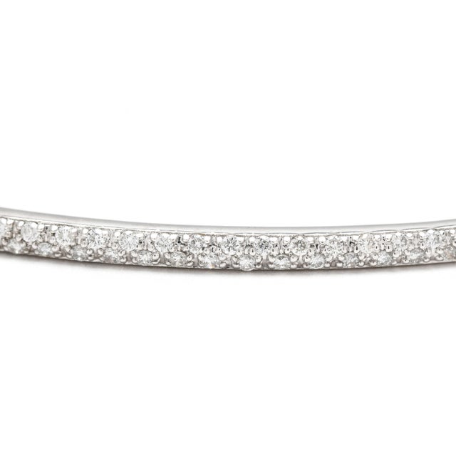 Modern 0.40ctw Diamond Bangle Bracelet, 14k White Gold, Length 6.75 In For Sale - Image 3 of 7