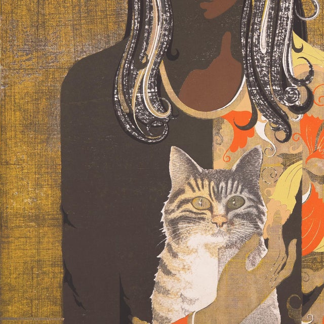 Paper 'Afternoon With a Cat' by Tadashi Nakayama, 1971, Los Angeles County Museum of Art, Psychedelic Japanese Wood-Block, Tokyo Biennale For Sale - Image 7 of 10