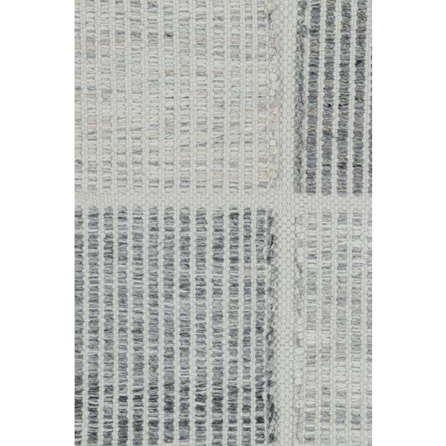 Mid-Century Modern Rug & Kilim’s Scandinavian Style Rug in Blue and Gray With Geometric Patterns For Sale - Image 3 of 7