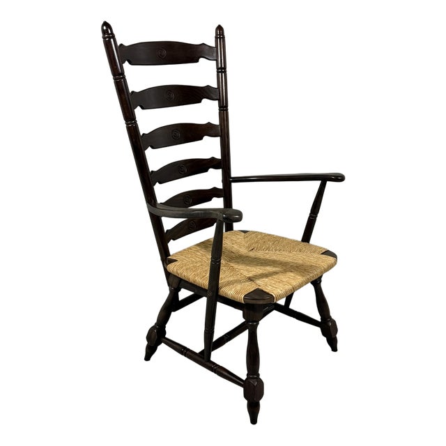 Brutalist Rustic High Ladder Back Armchair, 1960s For Sale