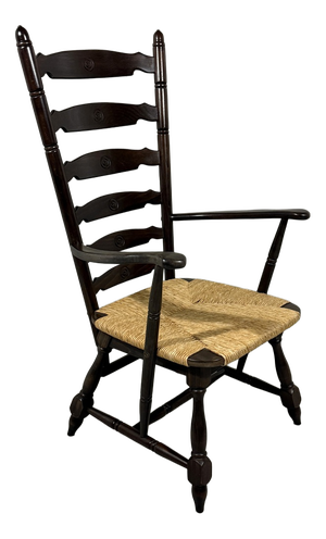Brutalist Rustic High Ladder Back Armchair, 1960s