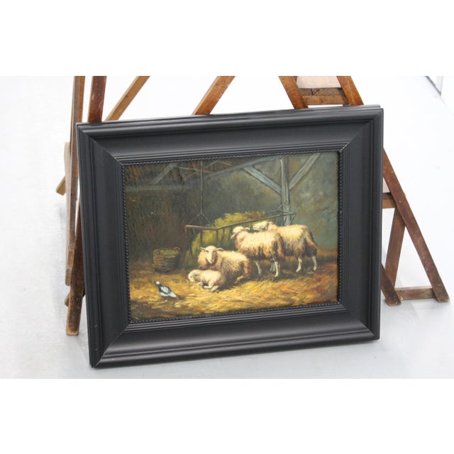 Beige Sheep, 1920s, Oil on Board, Framed For Sale - Image 8 of 16