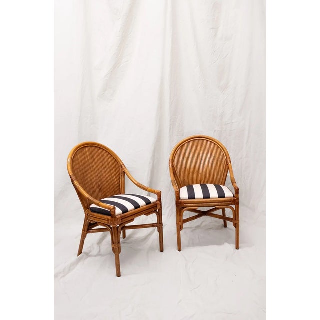 Bamboo Chairs with Caned Backrests, 1970s, Set of 4 For Sale - Image 4 of 7