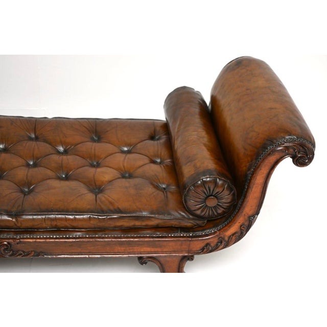 Brown Antique Regency Leather Chaise Lounge, 1810 For Sale - Image 8 of 11