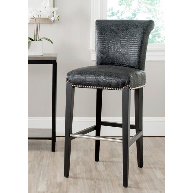 Higgins Barstool in Black Crocodile & Black For Sale In Philadelphia - Image 6 of 7