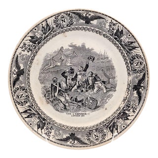 Plate With Napoleonic Military Scene by Société Céramique Maestricht, 19th Century For Sale