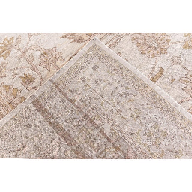 Antique Persian Sultanabad Tan, Taupe and Brown Handwoven Wool Rug For Sale - Image 9 of 9