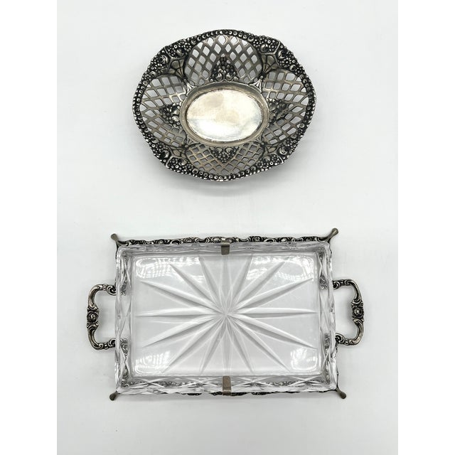 Art Nouveau 800 Silver and Crystal Bowl and Box by Christoph Widmann, 1920s, Set of 2 For Sale - Image 4 of 14