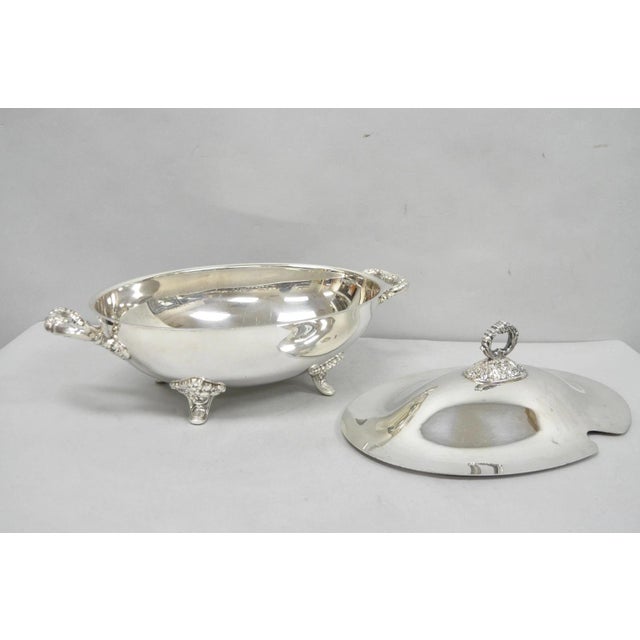 Vintage Poole Regency Style Footed Silver Plated Lidded Soup Tureen Serving Bowl For Sale - Image 10 of 15