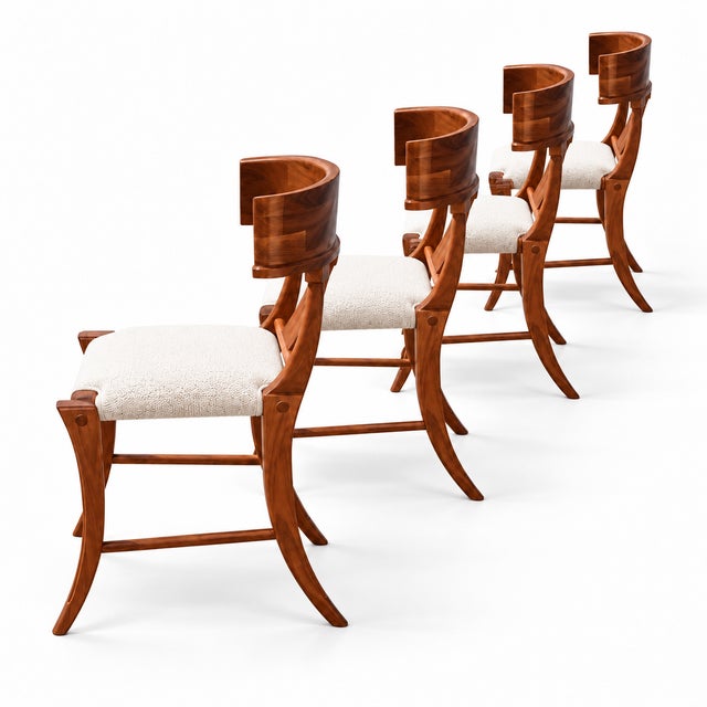 Mid-Century Modern Mid Century Modern Solid Walnut Klismos Counter Stools. With Upholstered Seats - 4 For Sale - Image 3 of 4