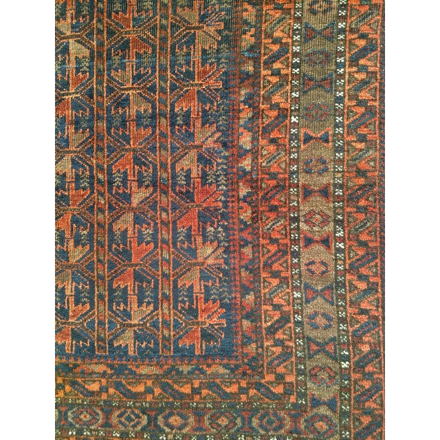 Vintage Baluch Tribal Area Rug in Allover Geometric Pattern in Navy Blue, Brown, Dark Red For Sale - Image 14 of 18