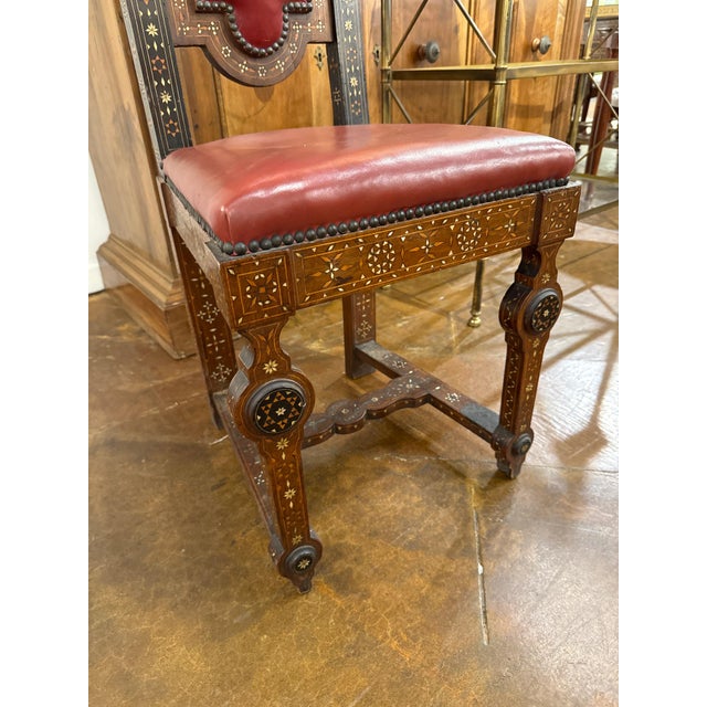 Islamic Moorish Inlaid Chairs, S/4 For Sale - Image 3 of 3