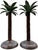 Vintage Palm Tree Candle Holder Pair | Antiqued Metal & Green Patina | Hollywood Regency Style For Sale - Image 4 of 6