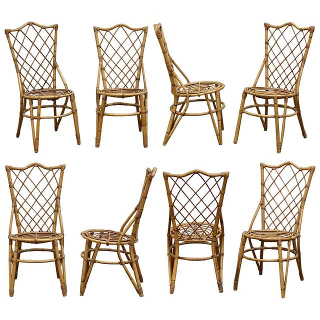 French Rattan Dining Chairs Set Of 8 Chairish