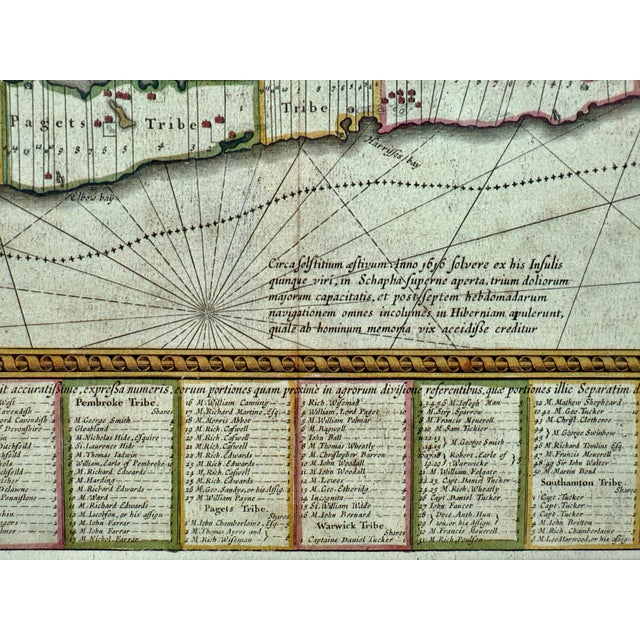 Green 17th Century Willem Janszoon Blaeu (Dutch, 1571–1638) “Mappa Aestivarum Insularum Alias Bermudas,” C. 1635–1650 Hand-Colored Copperplate Engraving For Sale - Image 8 of 12