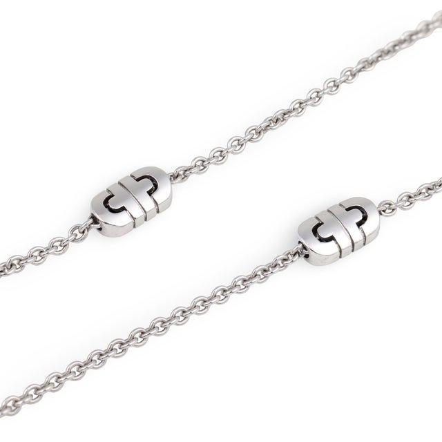 Bulgari 1990s Bvlgari 18k White Gold Parentesi Chain Necklace For Sale - Image 4 of 7