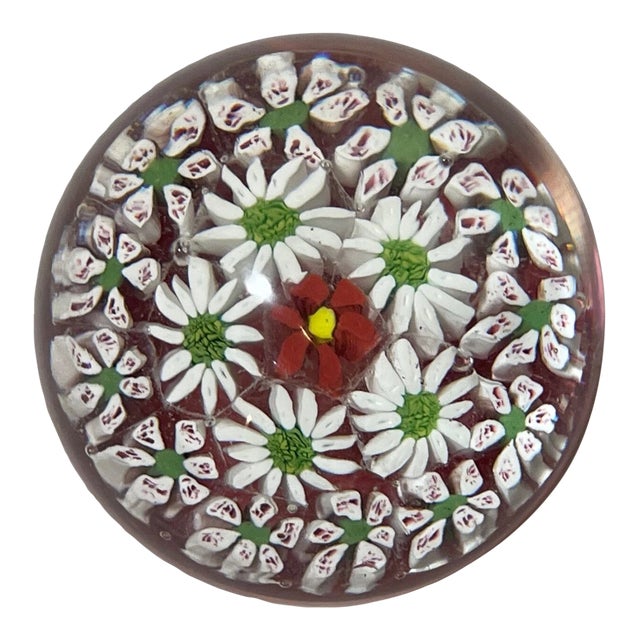 Vintage Hand Blown Italian Murano Art Studio Glass Millefiori Paperweight Ball For Sale