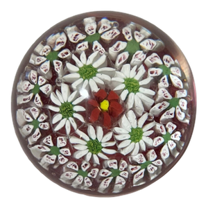 Vintage Hand Blown Italian Murano Art Studio Glass Millefiori Paperweight Ball