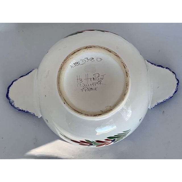Large French Henriot Quimper Breton Faience Lug-Handle Porringer, Cereal Bowl For Sale In San Antonio - Image 6 of 7