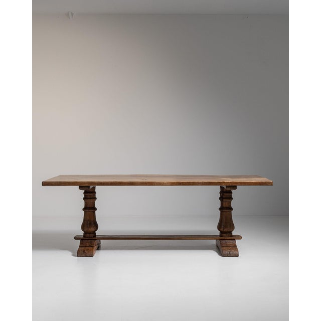 Mid-Century Modern 1970s French Brown Oak Refectory Table For Sale - Image 3 of 15