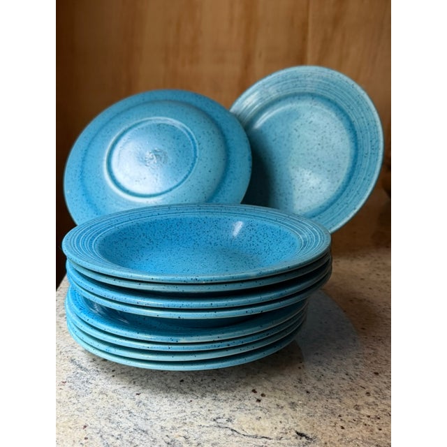 Vintage Blue Speckled Earthenware Plates from Celtic Atlantis, 1970s, Set of 10 For Sale - Image 4 of 14