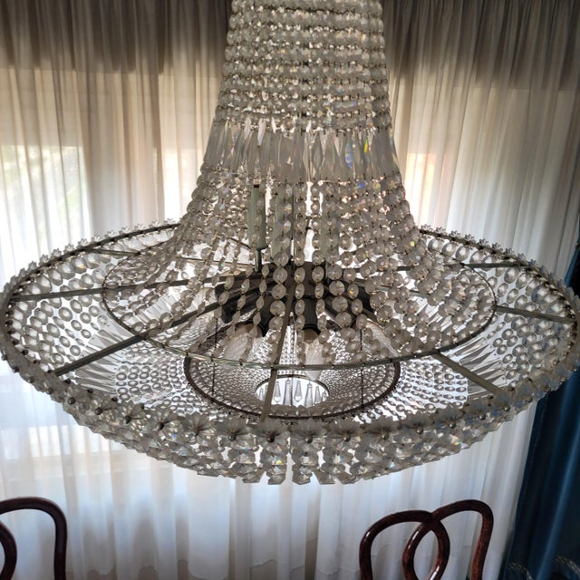 Silver Chandelier in Strass Crystal, Spain, 1970s For Sale - Image 8 of 18